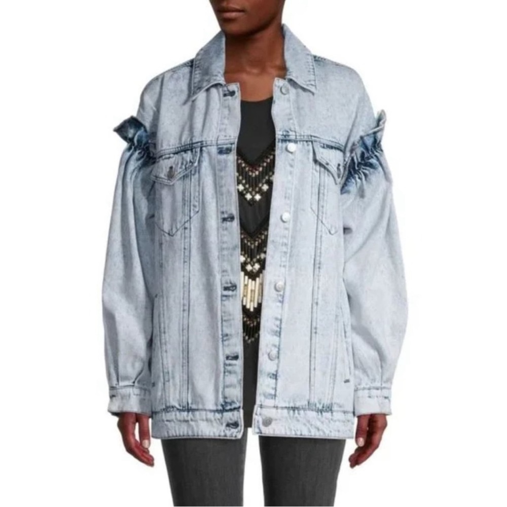 NWT Anthropologie Avec Les Filles Ruffle Sleeve Acid Wash